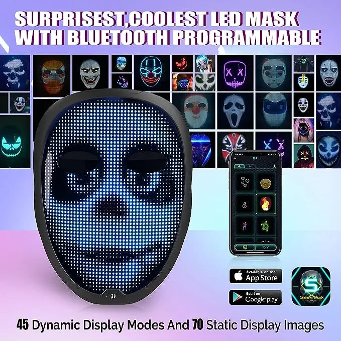 Bluetooth RGB Light Up LED Animation Mask